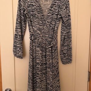 H&M zebra striped Long Sleeve wrap dress Medium